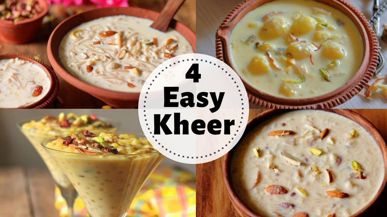 4 Kheer Recipes: Rice Kheer, Makhana Kheer, Sabudana Kheer, and Seviyan Kheer